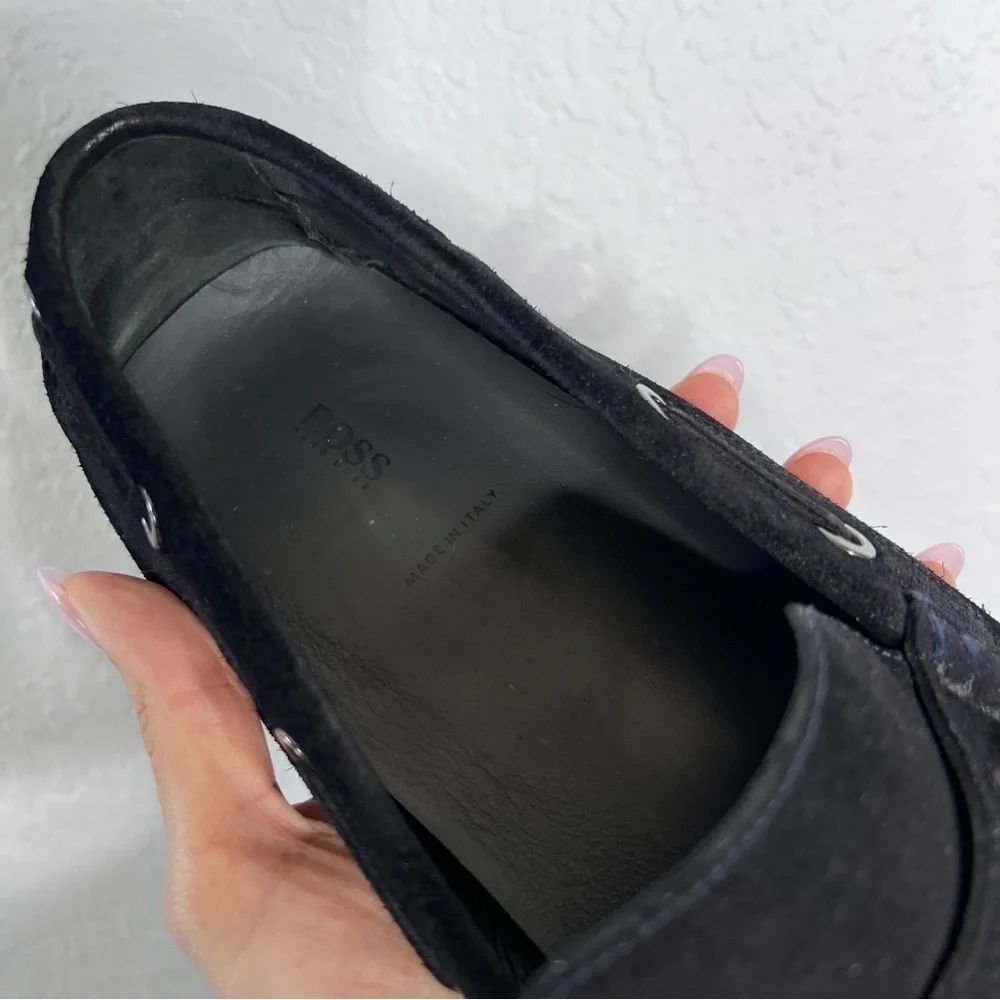 HUGO BOSS Penny Loafers Men 7 Shoes Black Suede